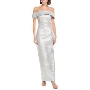 Elegant Off-Shoulder Silver Midi Dress